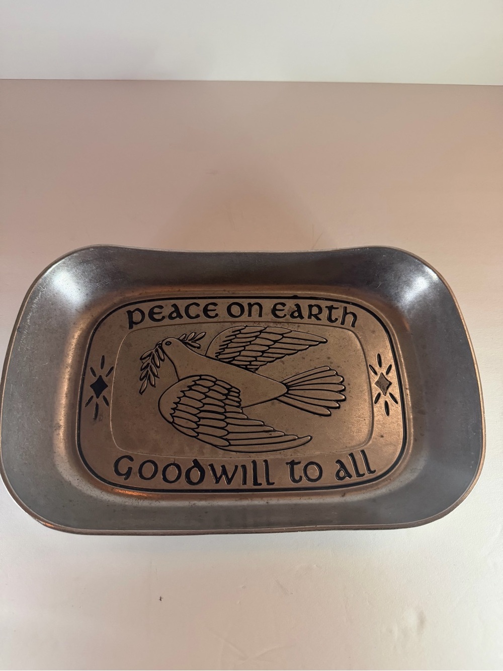 Vintage Wilton Armetale Peace on Earth Bread Tray #601022